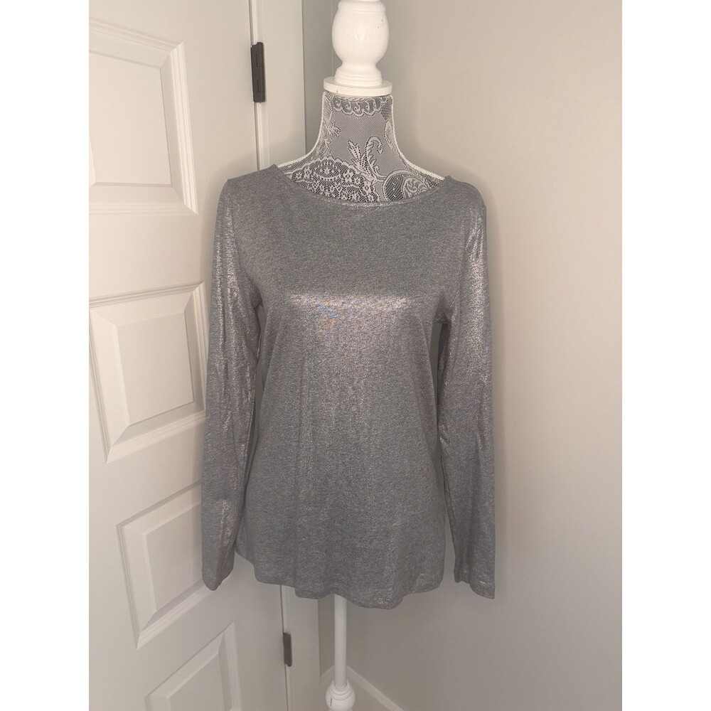 J.Crew - Large - Silver - Long Sleeve Boat Neck Painter Tee NWOT